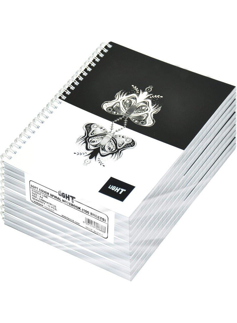 FIS Light Spiral Soft Cover Notebook Single Line (Pack of 10 Pcs X 100 Sheets) A4 Size - LINBA41803S - Image 1
